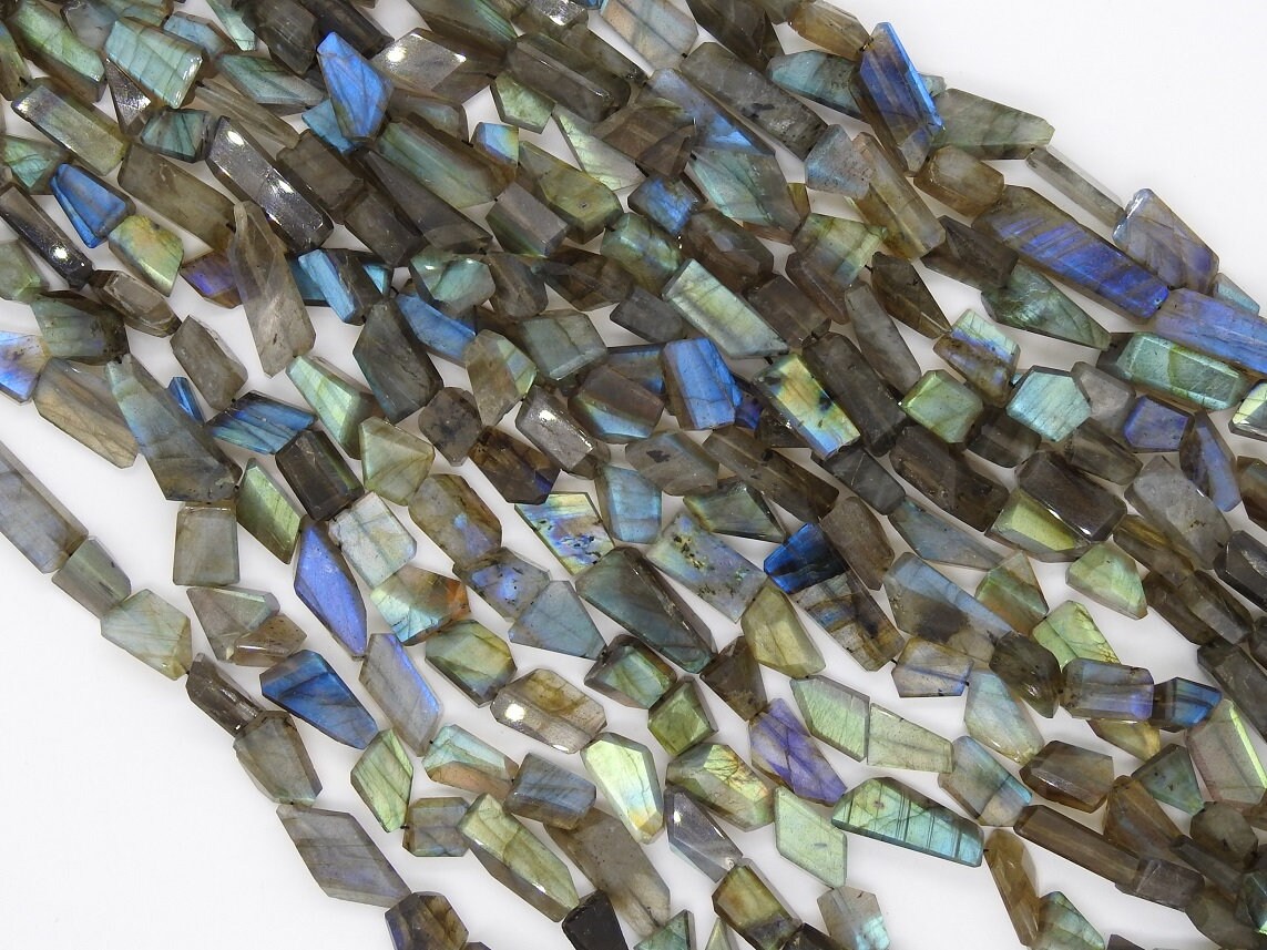 100%Natural ,Labradorite Faceted Tumble,Nuggets,Multi Flashy Fire,Handmade,Step Cut 14Inch Strand 20X8To10X5MM Approx (pme)TU2 | Save 33% - Rajasthan Living 14