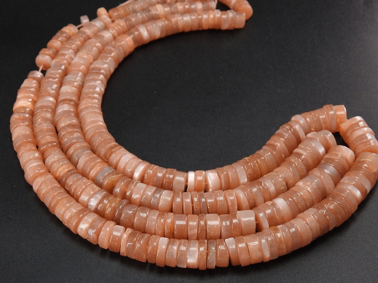 Natural Peach Moonstone Smooth Tyre,Coin,Button Shape,Beads,16Inch Strand 9X5MM Approx,Wholesale Price,New Arrival PME-T1 | Save 33% - Rajasthan Living 13
