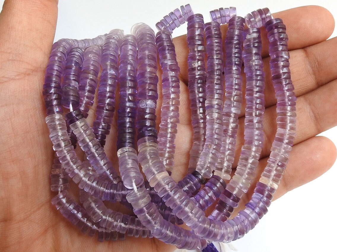 Natural Amethyst Smooth Tyre,Coin,Button,Wheel Shape Bead,Multi Shaded,Loose Stone,Wholesaler,Supplies New Arrival 16Inch Strand (Pme)T1 | Save 33% - Rajasthan Living 16