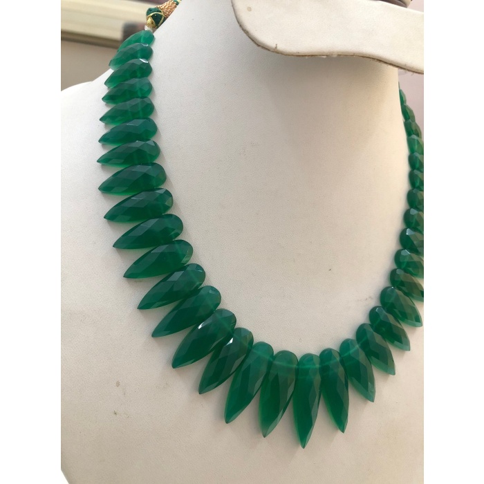 Beautiful green Faceted Onyx Faceted Necklace 11.00 Inches Pear Shape Gemstone Gift For Her | Save 33% - Rajasthan Living 9