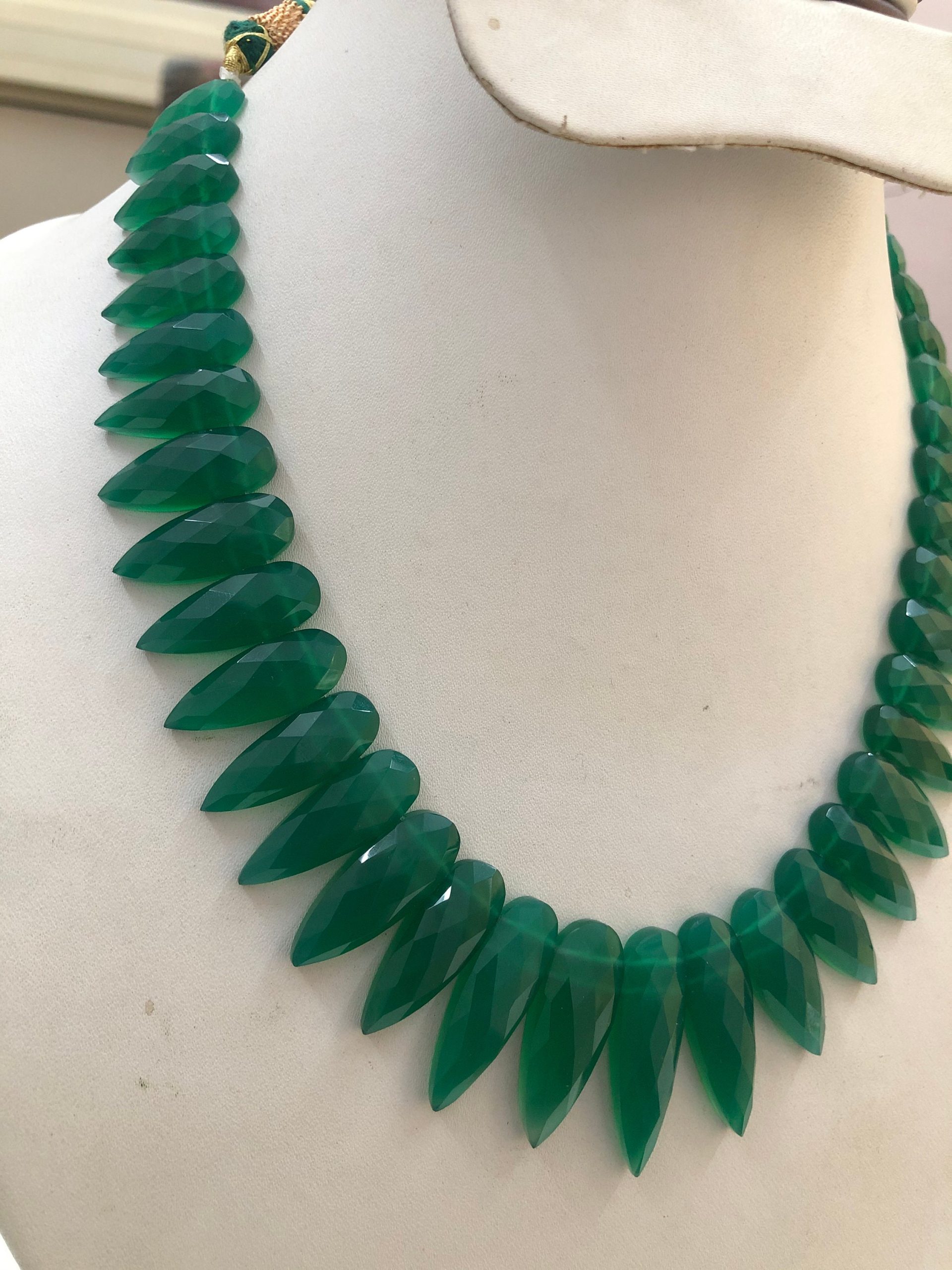 Beautiful green Faceted Onyx Faceted Necklace 11.00 Inches Pear Shape Gemstone Gift For Her | Save 33% - Rajasthan Living 14