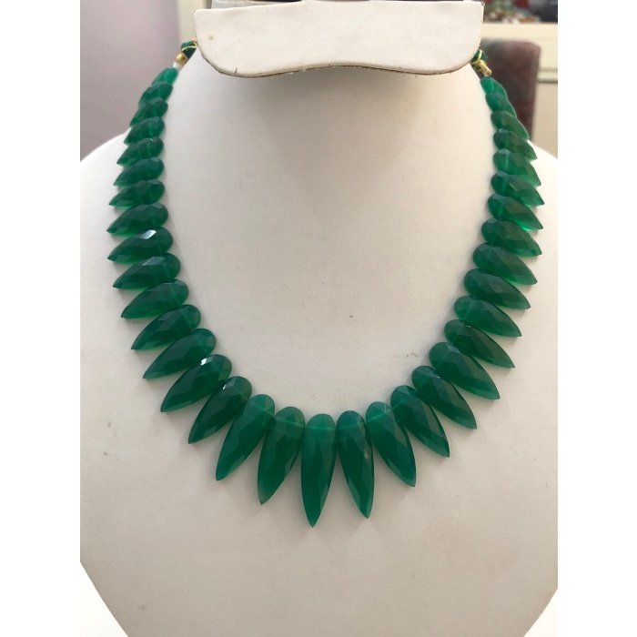 Beautiful green Faceted Onyx Faceted Necklace 11.00 Inches Pear Shape Gemstone Gift For Her | Save 33% - Rajasthan Living 7