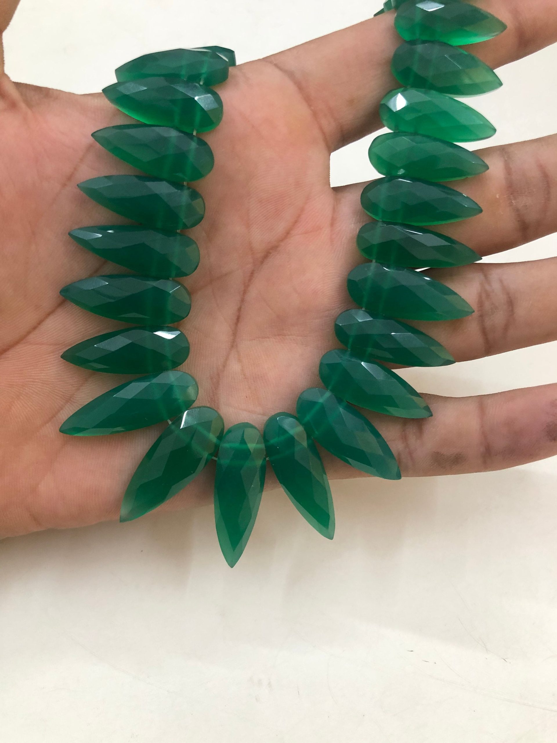 Beautiful green Faceted Onyx Faceted Necklace 11.00 Inches Pear Shape Gemstone Gift For Her | Save 33% - Rajasthan Living 11