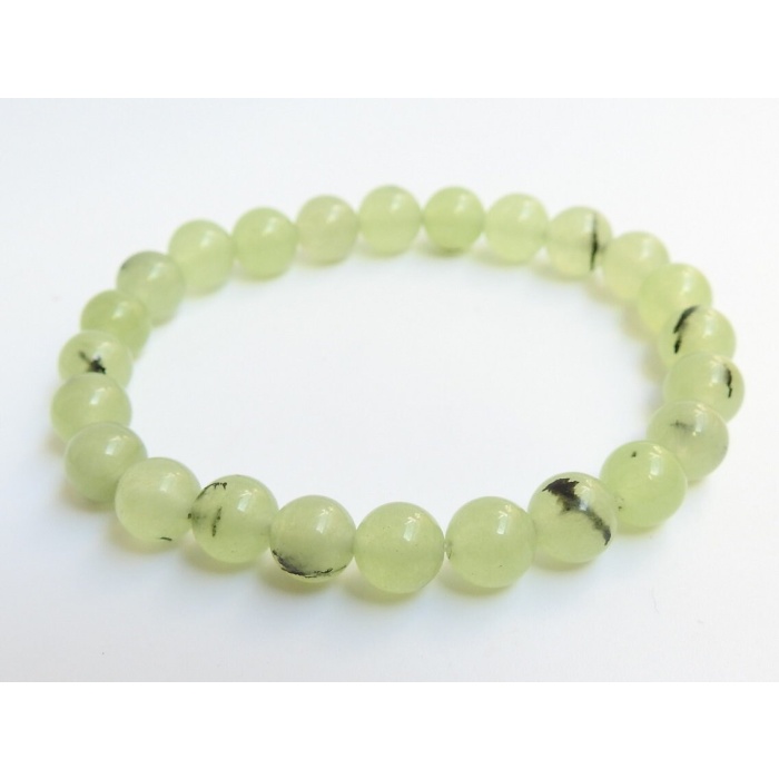 Prehnite Beaded Bracelet,Smooth,Sphere,Ball,Roundel,Beads,Wholesaler,Supplies,Gemstones For Jewelry,Gift For Her 24Piece 8MM Approx (pme)B4 | Save 33% - Rajasthan Living 8