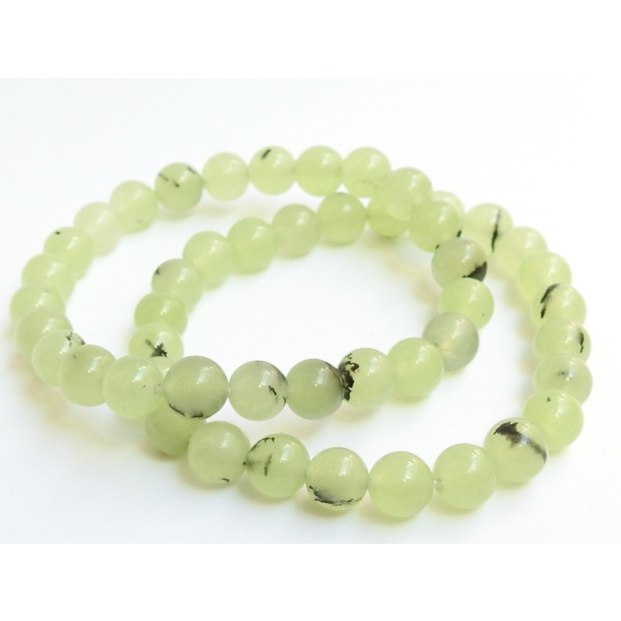 Prehnite Beaded Bracelet,Smooth,Sphere,Ball,Roundel,Beads,Wholesaler,Supplies,Gemstones For Jewelry,Gift For Her 24Piece 8MM Approx (pme)B4 | Save 33% - Rajasthan Living 7
