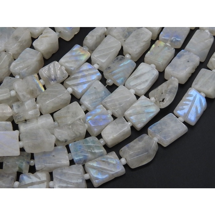 White Rainbow Moonstone Carving Tumble,Nugget,Flat Bead,Carved,Handmade,Loose Stone 100%Natural 14Inch 11X9 To 6X6 MM Approx (pme) TU5 | Save 33% - Rajasthan Living 5