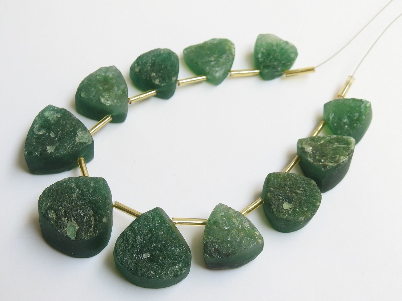 Natural Green Aventurine Druzy,Loose Rough,Raw Stone,Triangle Shape,11Piece Strand 20X20To13X13 MM Approx,Wholesaler,Supplies PME-R6 | Save 33% - Rajasthan Living 15
