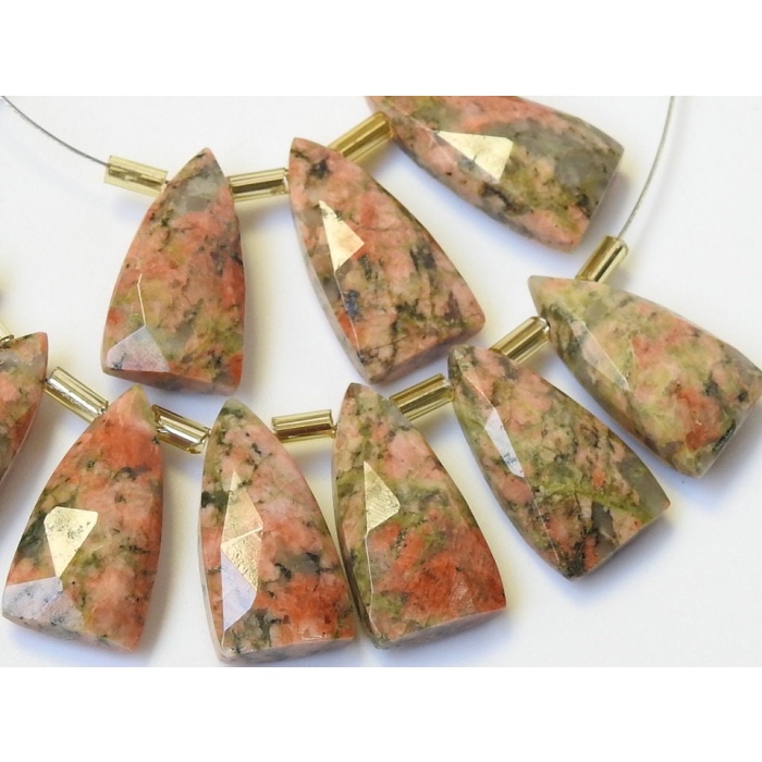 Unakite Jasper Faceted Pyramid,Long Trillion,Triangle,Pentagon,Trapezoid,Briolette,Earrings Pair,Wholesaler,Supplies 19X10MM Approx PME-CY3 | Save 33% - Rajasthan Living 8