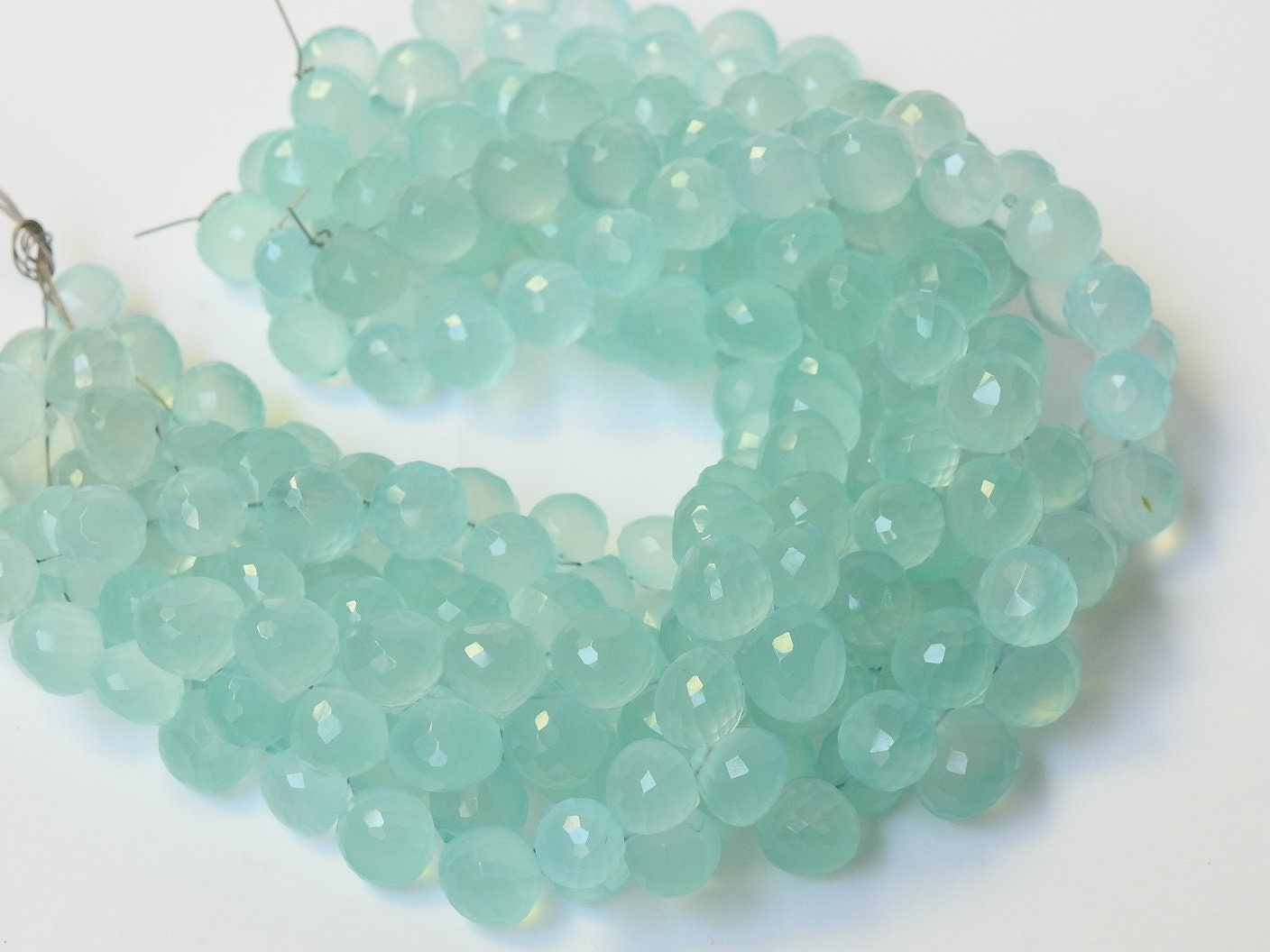 Aqua Blue Chalcedony Faceted Onion Shape,Drop,Teardrop,Briolettes 4Inch Strand 8X8To6X6MM Approx,Wholesaler,Supplies,New Arrivals PME-CY2 | Save 33% - Rajasthan Living 17