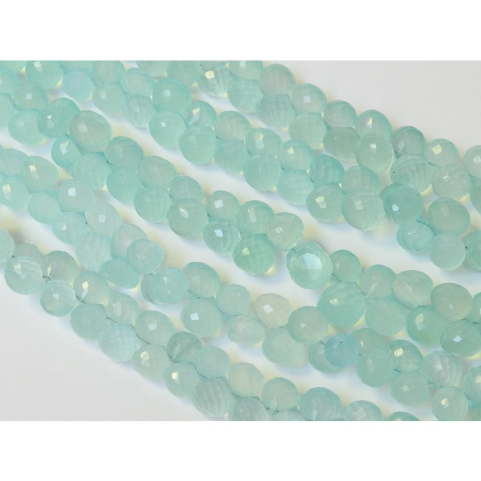 Aqua Blue Chalcedony Faceted Onion Shape,Drop,Teardrop,Briolettes 4Inch Strand 8X8To6X6MM Approx,Wholesaler,Supplies,New Arrivals PME-CY2 | Save 33% - Rajasthan Living 8