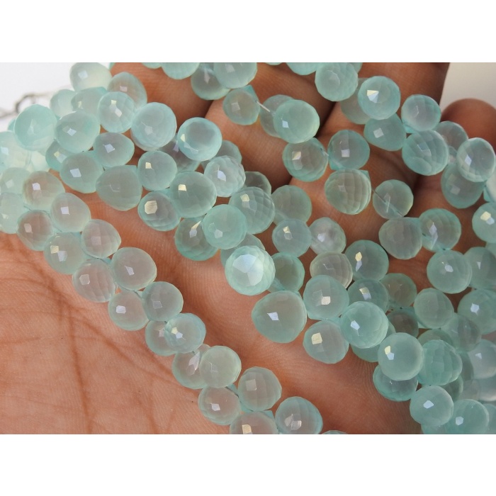 Aqua Blue Chalcedony Faceted Onion Shape,Drop,Teardrop,Briolettes 4Inch Strand 8X8To6X6MM Approx,Wholesaler,Supplies,New Arrivals PME-CY2 | Save 33% - Rajasthan Living 6