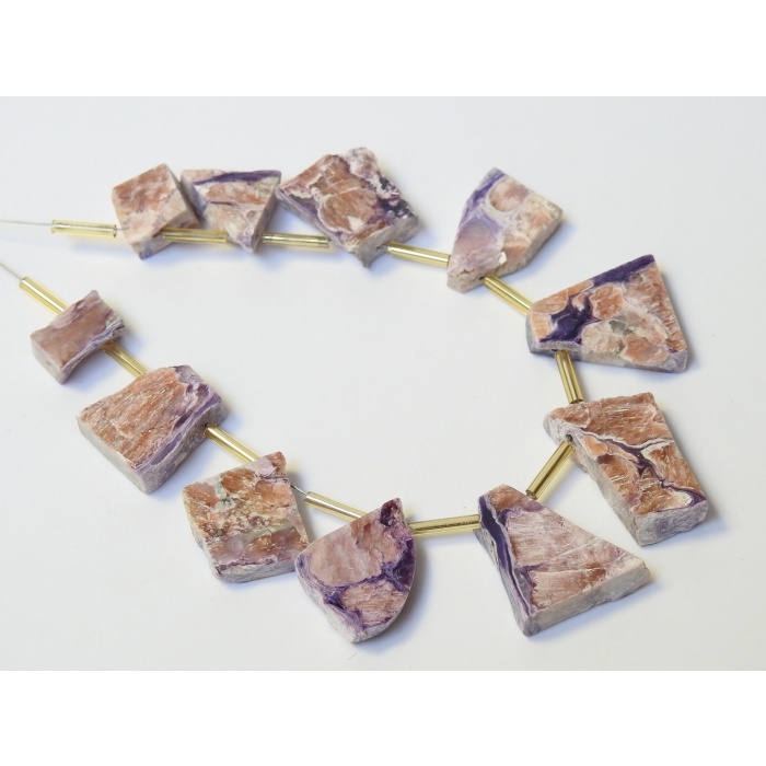 Charoite Polished Rough Slice,Slab,Stick,Loose Raw,11Pieces Strand 20X15To11X11MM Approx,Wholesaler,Supplies,100%Natural PME-R4 | Save 33% - Rajasthan Living 7