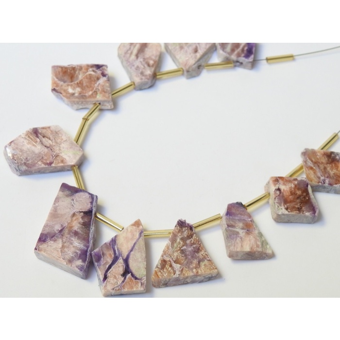 Charoite Polished Rough Slice,Slab,Stick,Loose Raw,11Pieces Strand 20X15To11X11MM Approx,Wholesaler,Supplies,100%Natural PME-R4 | Save 33% - Rajasthan Living 9