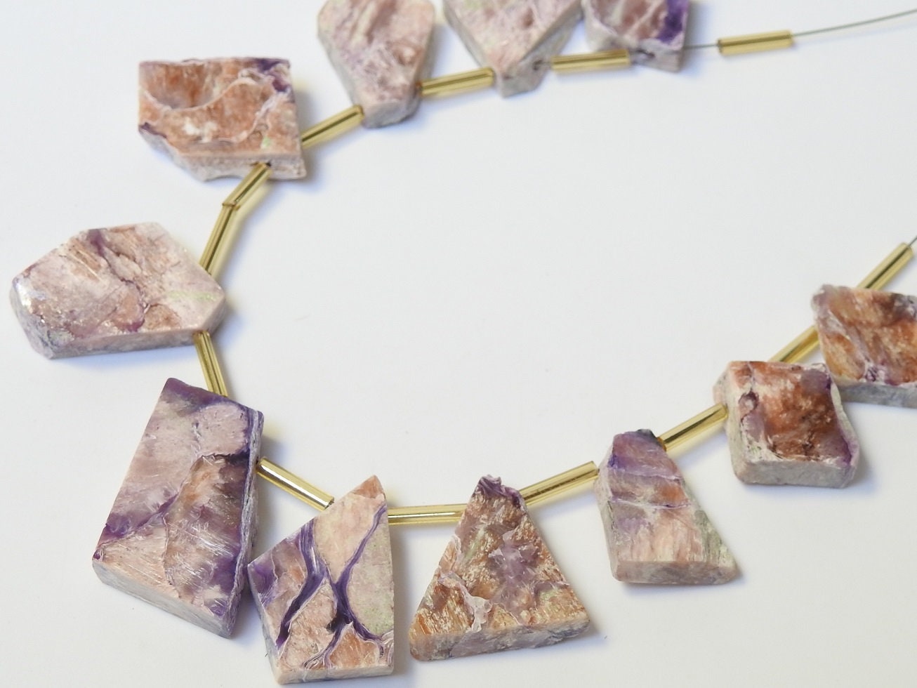 Charoite Polished Rough Slice,Slab,Stick,Loose Raw,11Pieces Strand 20X15To11X11MM Approx,Wholesaler,Supplies,100%Natural PME-R4 | Save 33% - Rajasthan Living 16