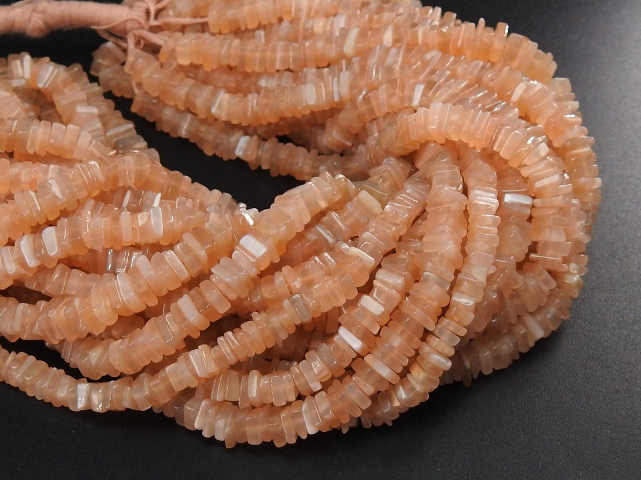 Natural Moonstone Smooth Heishi,Square,Cushion Shape Bead,Peach Color,16Inch Strand 4MM Approx,Wholesale Price,New Arrival PME-H1 | Save 33% - Rajasthan Living 17