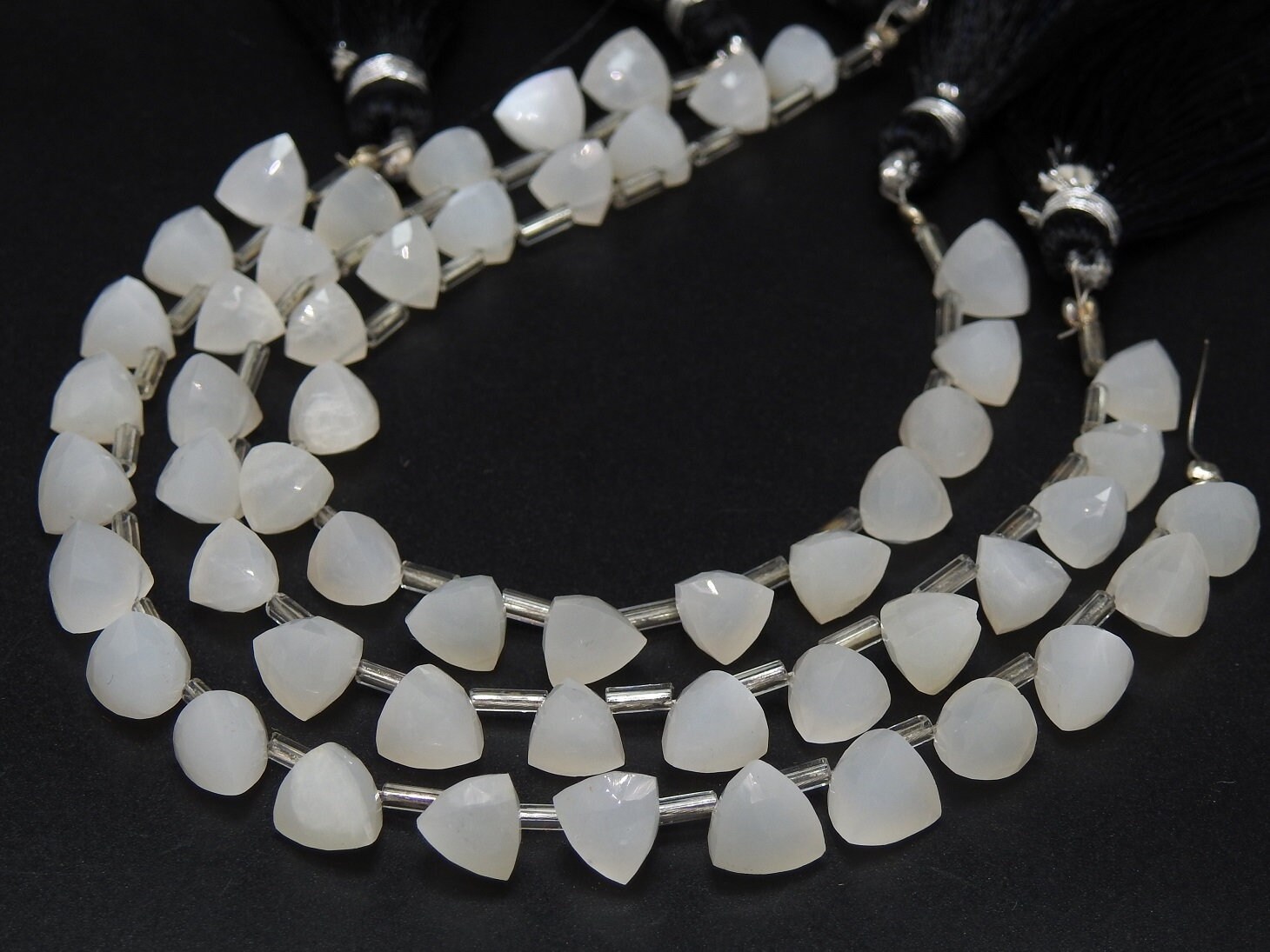 10Piece Strand,Natural White Moonstone Micro Faceted Trillions,Triangle,Drop,Briolettes,Wholesaler,Supplies 7X7MM Approx PME-BR2 | Save 33% - Rajasthan Living 12