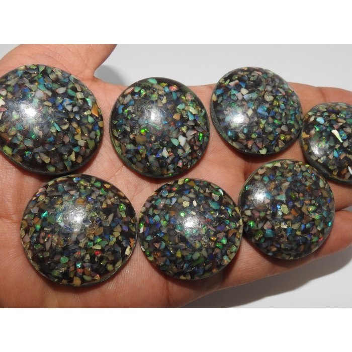 Ethiopian Black Opal Smooth Round Shape Cabochon,Multi Flashy Fire,Stabilized Gemstone,Loose Stone,For Making Jewelry,37X37MM (wm)EO2 | Save 33% - Rajasthan Living 6