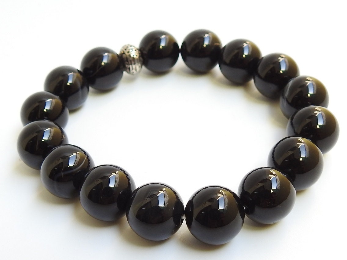 Natural Black Onyx Bracelet,Smooth,Sphere,Ball,Roundel Beads,Personalized Gift,One Of A Kind 16Piece 12MM Approx Wholesaler,Supplies (pme)B4 | Save 33% - Rajasthan Living 13