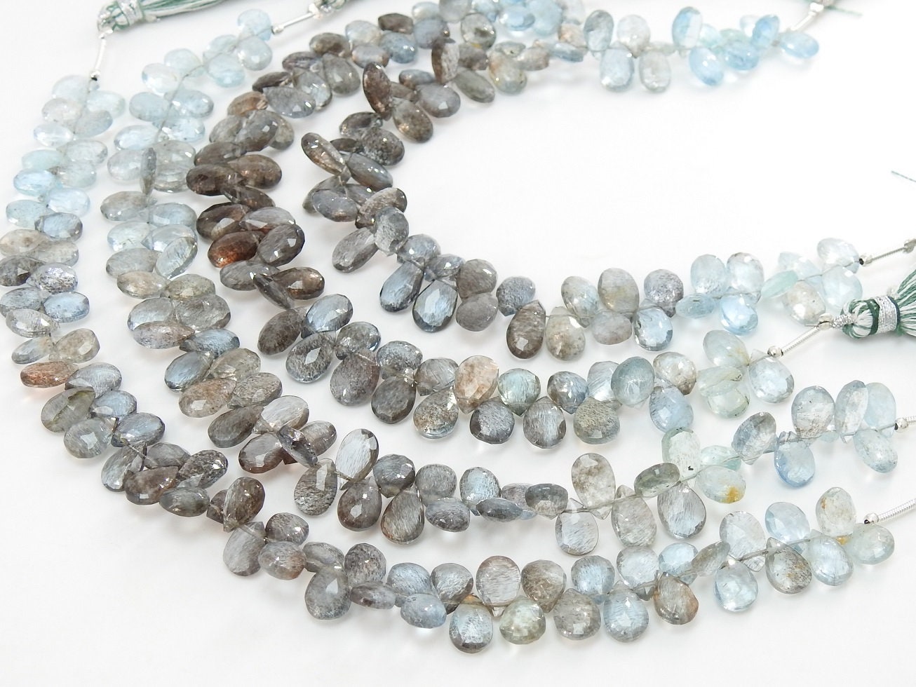 Moss Aquamarine Faceted Teardrop,Multi Shaded,Loose Bead 8Inch 9X6To8X5MM Approx Wholesale Price,New Arrival,100%Natural BB(BR4) | Save 33% - Rajasthan Living 12