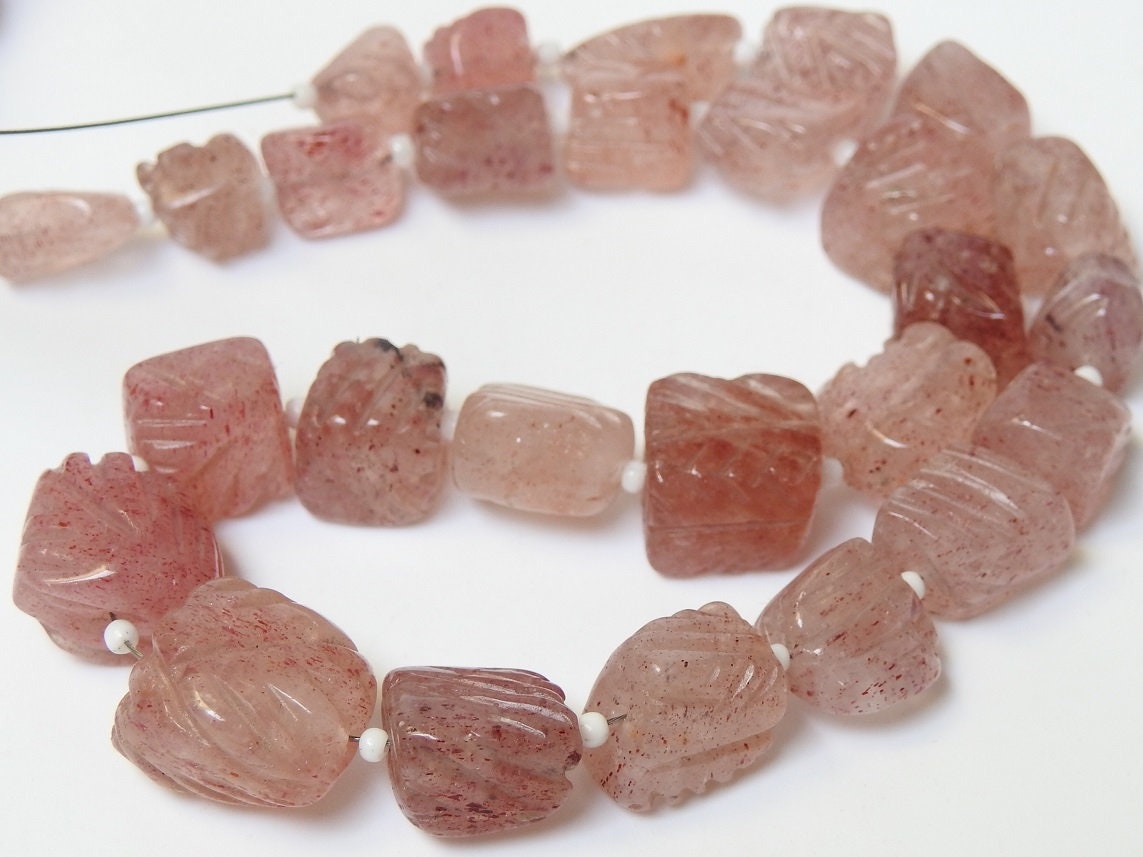 Strawberry Quartz Carving Bead,Tumble,Nuggets,Loose Stone,Handmade,For Making Jewelry,Wholesaler,12Inch 12X10To8X8MM Approx,PME-TU5 | Save 33% - Rajasthan Living 11