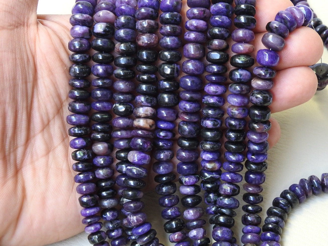 Charoite Smooth Roundel Bead,Shaded,Handmade,Loose Stone,Wholesaler,Supplies,Necklace,For Making Jewelry 8Inch Strand 100%Natural PME-B14 | Save 33% - Rajasthan Living 16