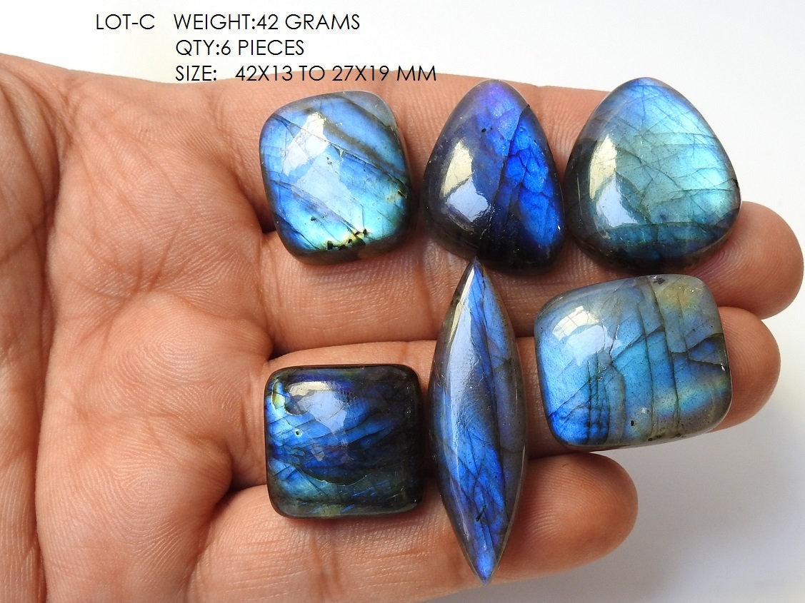Labradorite Smooth Cabochon Lot,Blue Flashy Fire,Fancy Shapes,Loose Stone,Handmade Gemstone,For Making Pendents,Jewelry 100%Natural PME(C1) | Save 33% - Rajasthan Living 17