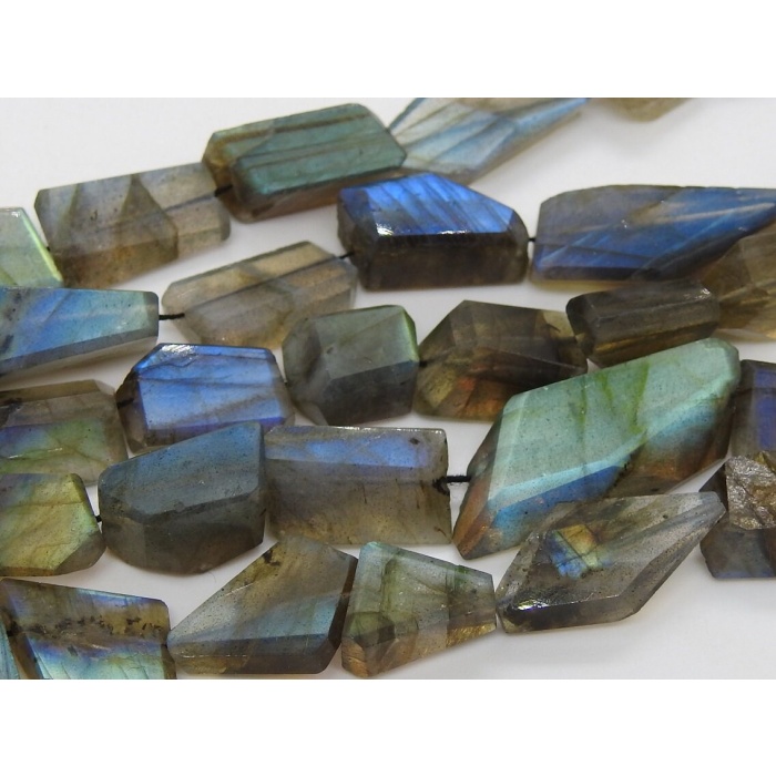 100%Natural ,Labradorite Faceted Tumble,Nuggets,Multi Flashy Fire,Handmade,Step Cut 14Inch Strand 20X8To10X5MM Approx (pme)TU2 | Save 33% - Rajasthan Living 7