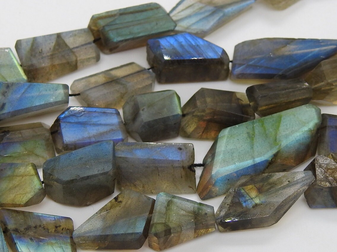 100%Natural ,Labradorite Faceted Tumble,Nuggets,Multi Flashy Fire,Handmade,Step Cut 14Inch Strand 20X8To10X5MM Approx (pme)TU2 | Save 33% - Rajasthan Living 12