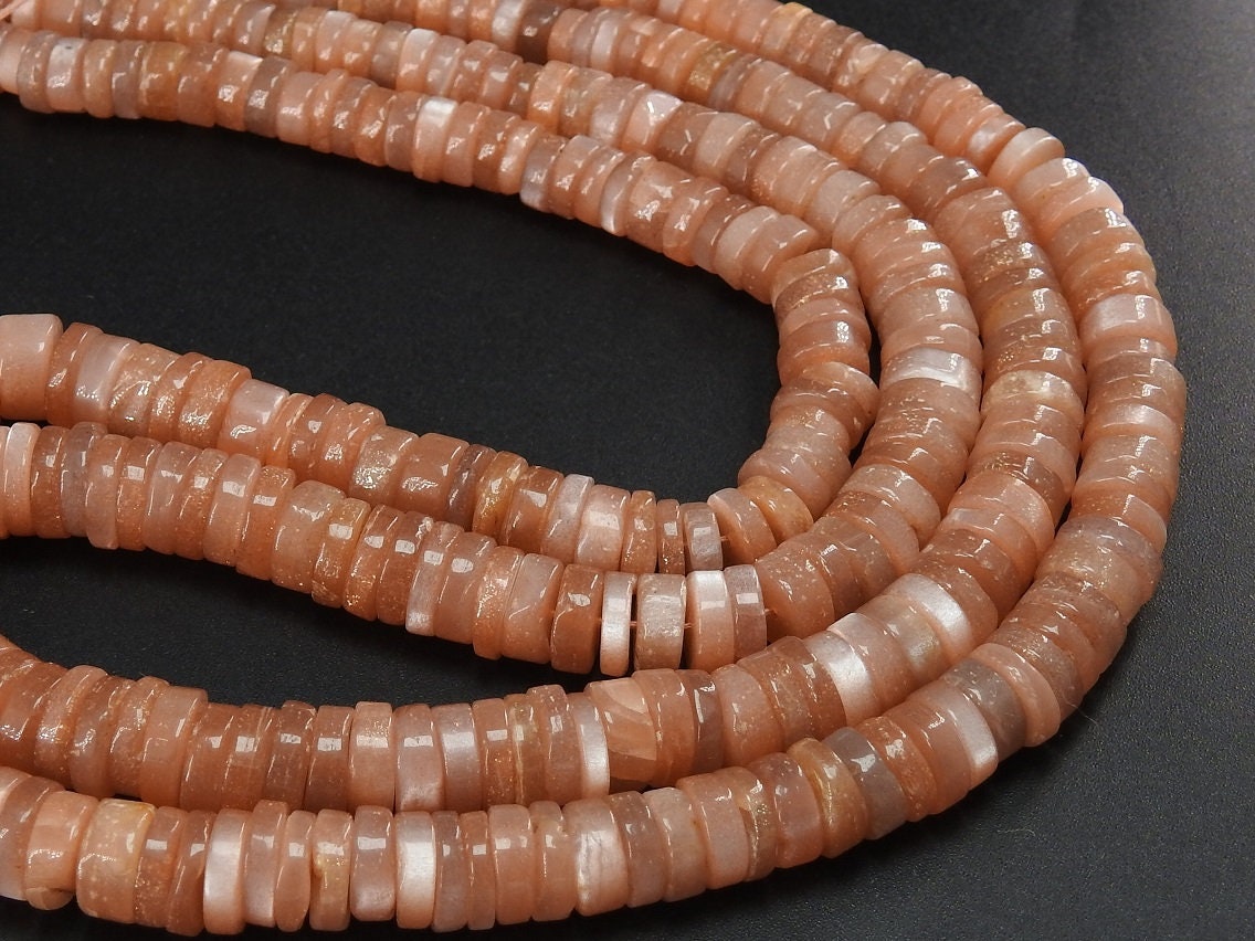 Natural Peach Moonstone Smooth Tyre,Coin,Button Shape,Beads,16Inch Strand 9X5MM Approx,Wholesale Price,New Arrival PME-T1 | Save 33% - Rajasthan Living 12