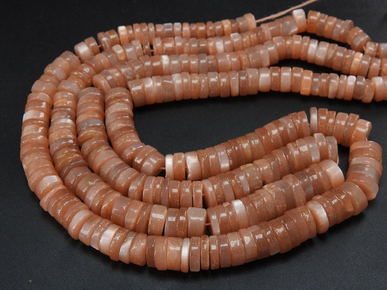 Natural Peach Moonstone Smooth Tyre,Coin,Button Shape,Beads,16Inch Strand 9X5MM Approx,Wholesale Price,New Arrival PME-T1 | Save 33% - Rajasthan Living 15