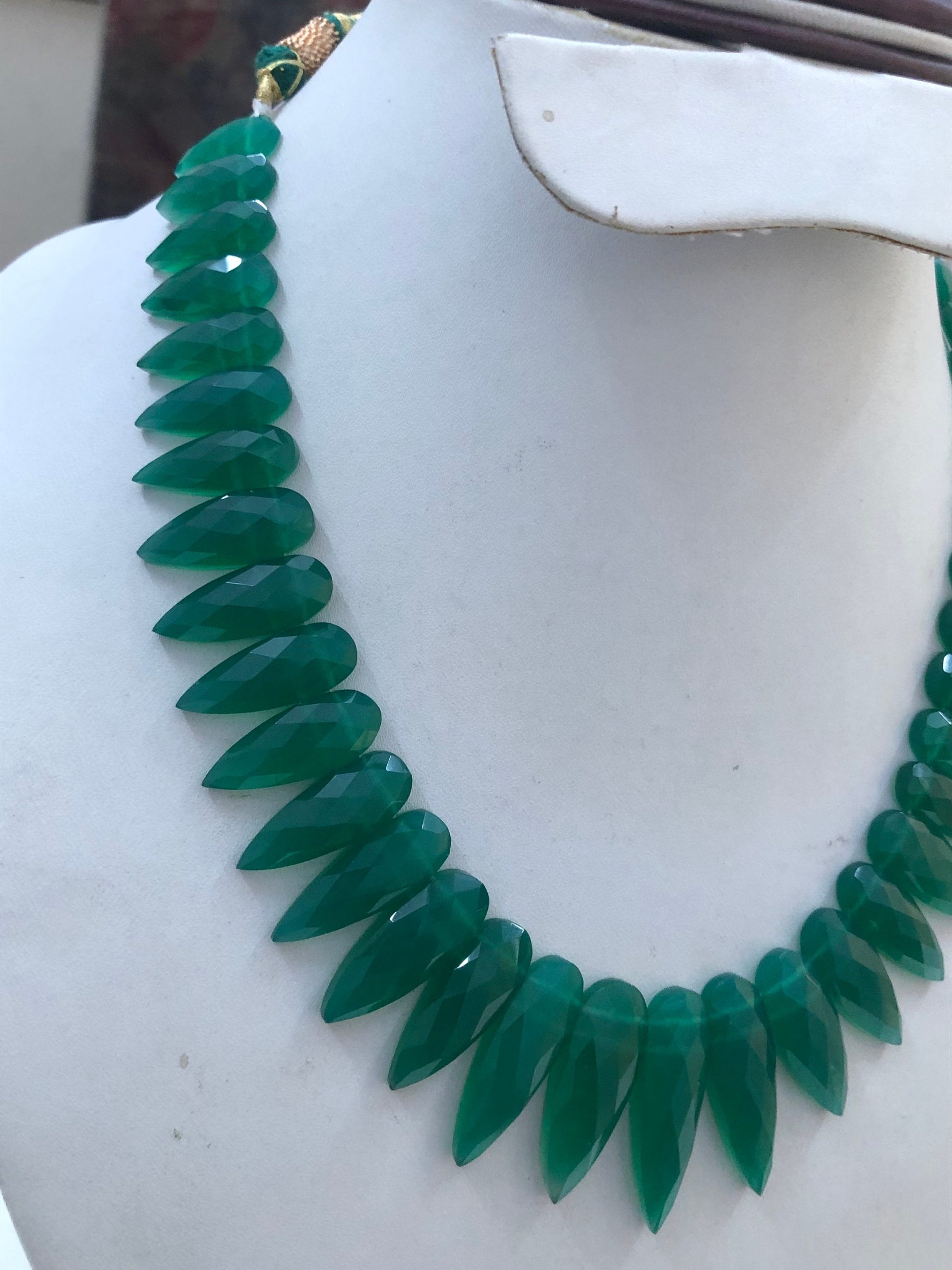 Beautiful green Faceted Onyx Faceted Necklace 11.00 Inches Pear Shape Gemstone Gift For Her | Save 33% - Rajasthan Living 13