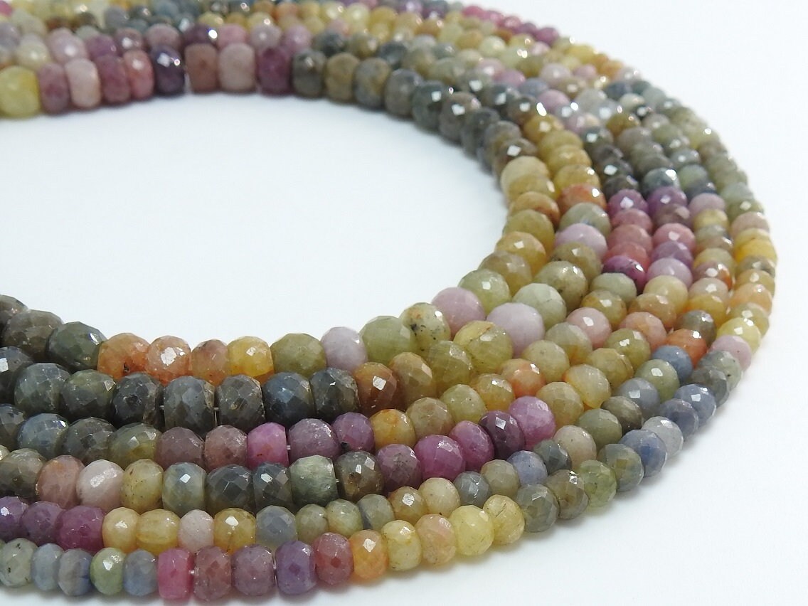100%Natural,Sapphire Faceted Roundel Bead,Multi Shaded,Loose Stone,Necklace,For Making Jewelry,Wholesaler,Supplies,16Inch Strand PME(B13) | Save 33% - Rajasthan Living 15