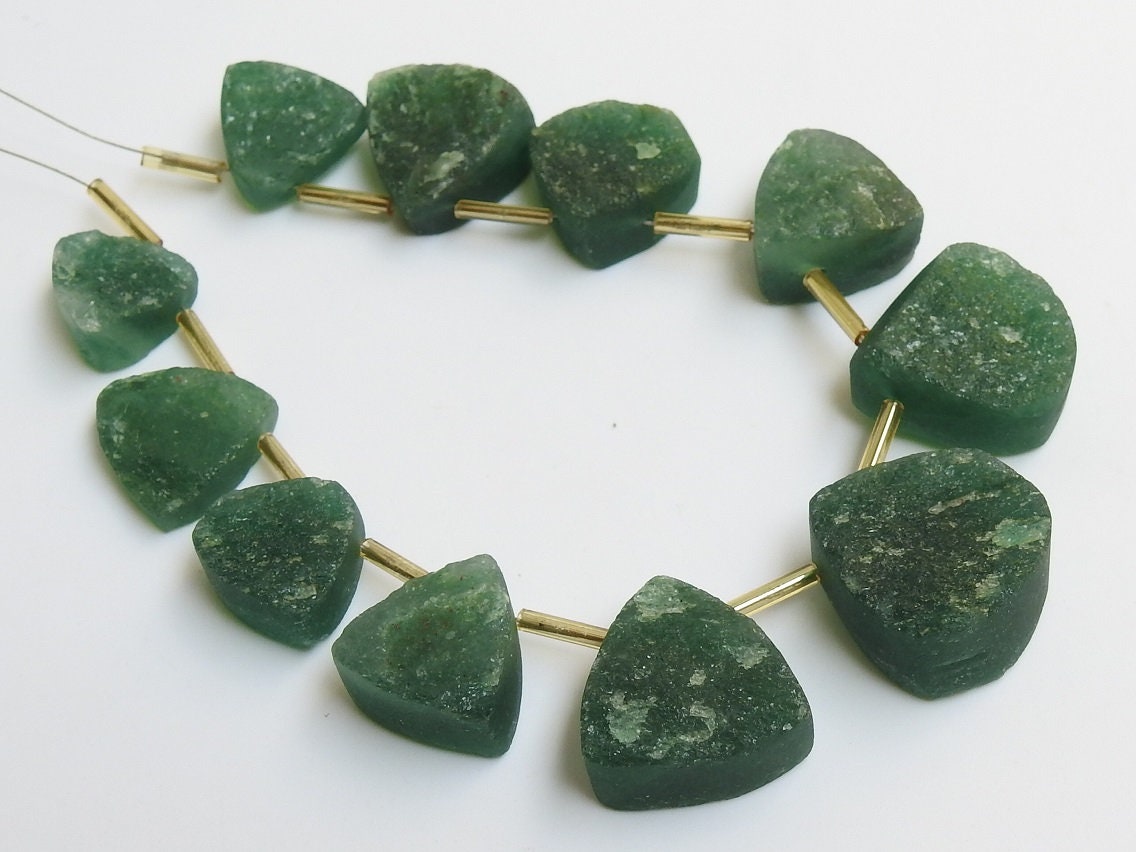 Natural Green Aventurine Druzy,Loose Rough,Raw Stone,Triangle Shape,11Piece Strand 20X20To13X13 MM Approx,Wholesaler,Supplies PME-R6 | Save 33% - Rajasthan Living 13