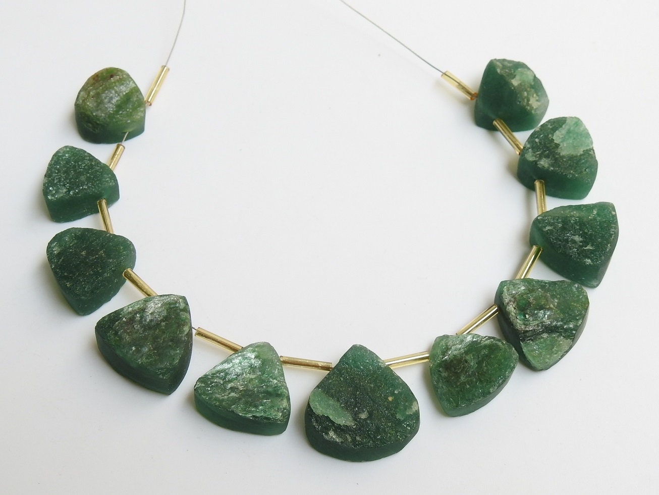 Natural Green Aventurine Druzy,Loose Rough,Raw Stone,Triangle Shape,11Piece Strand 20X20To13X13 MM Approx,Wholesaler,Supplies PME-R6 | Save 33% - Rajasthan Living 14