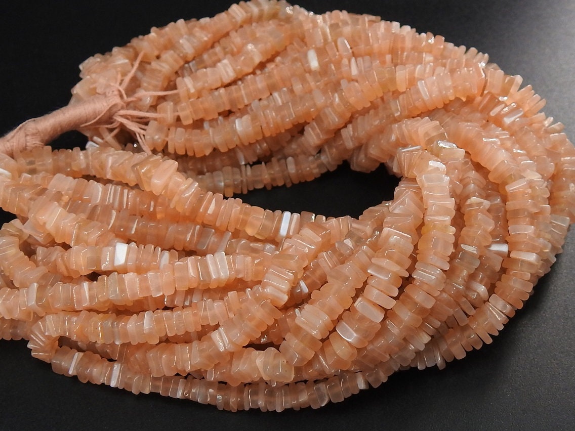 Natural Moonstone Smooth Heishi,Square,Cushion Shape Bead,Peach Color,16Inch Strand 4MM Approx,Wholesale Price,New Arrival PME-H1 | Save 33% - Rajasthan Living 14