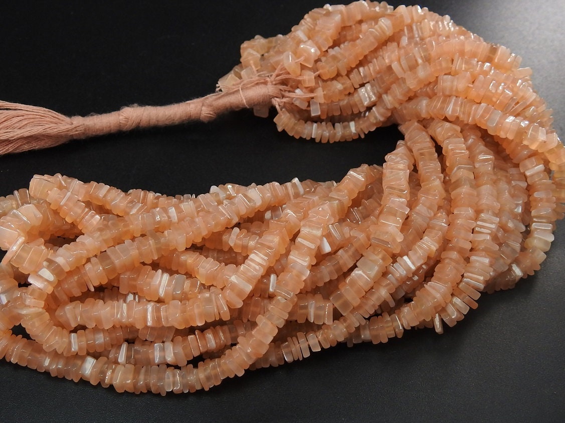 Natural Moonstone Smooth Heishi,Square,Cushion Shape Bead,Peach Color,16Inch Strand 4MM Approx,Wholesale Price,New Arrival PME-H1 | Save 33% - Rajasthan Living 18