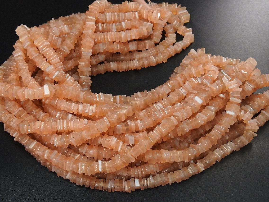 Natural Moonstone Smooth Heishi,Square,Cushion Shape Bead,Peach Color,16Inch Strand 4MM Approx,Wholesale Price,New Arrival PME-H1 | Save 33% - Rajasthan Living 15