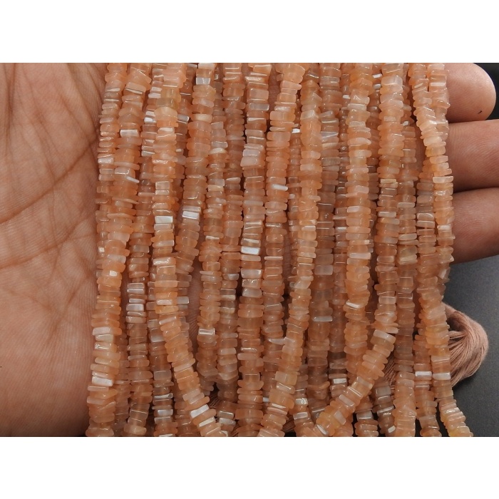 Natural Moonstone Smooth Heishi,Square,Cushion Shape Bead,Peach Color,16Inch Strand 4MM Approx,Wholesale Price,New Arrival PME-H1 | Save 33% - Rajasthan Living 8