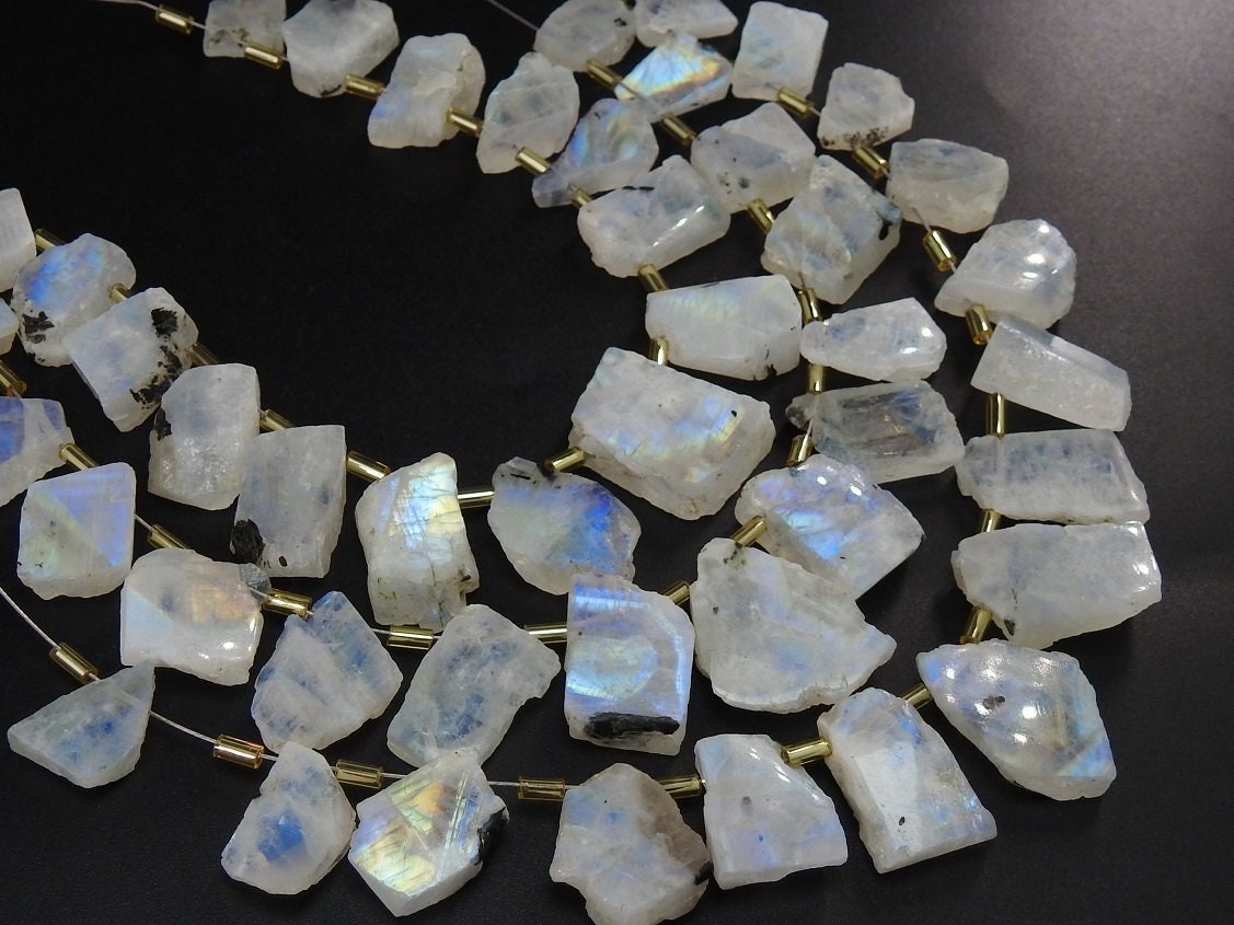 White Rainbow Moonstone Rough Slice,Slab,Nuggets,Polished,Loose Raw,Multi Flashy Fire 15Piece 25To12MM Long Approx 100%Natural (PME)R4 | Save 33% - Rajasthan Living 21