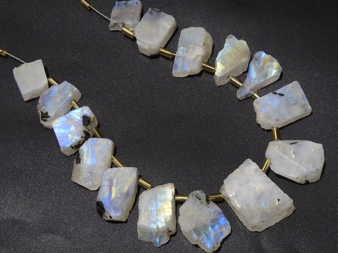 White Rainbow Moonstone Rough Slice,Slab,Nuggets,Polished,Loose Raw,Multi Flashy Fire 15Piece 25To12MM Long Approx 100%Natural (PME)R4 | Save 33% - Rajasthan Living 20