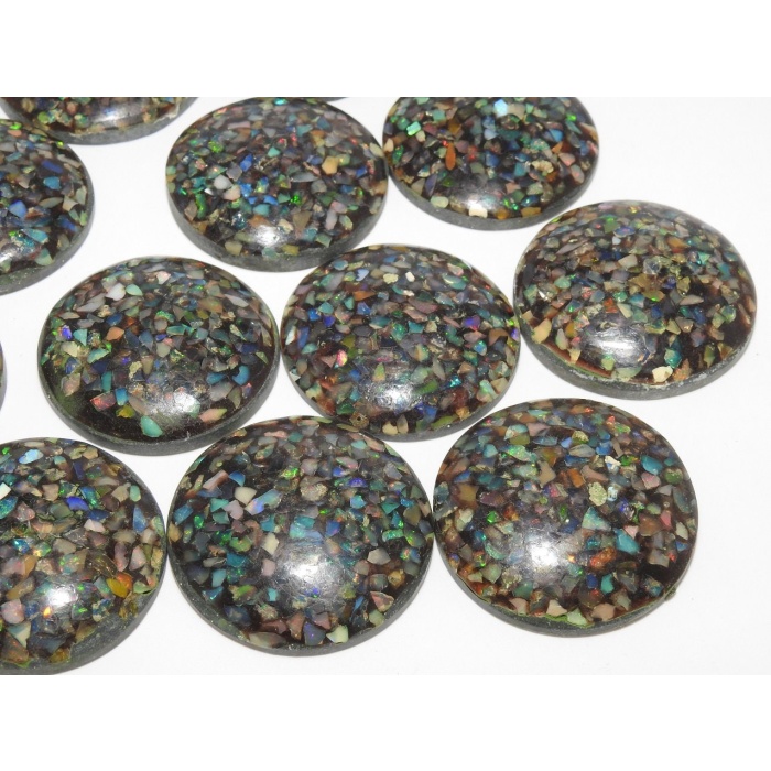 Ethiopian Black Opal Smooth Round Shape Cabochon,Multi Flashy Fire,Stabilized Gemstone,Loose Stone,For Making Jewelry,37X37MM (wm)EO2 | Save 33% - Rajasthan Living 8