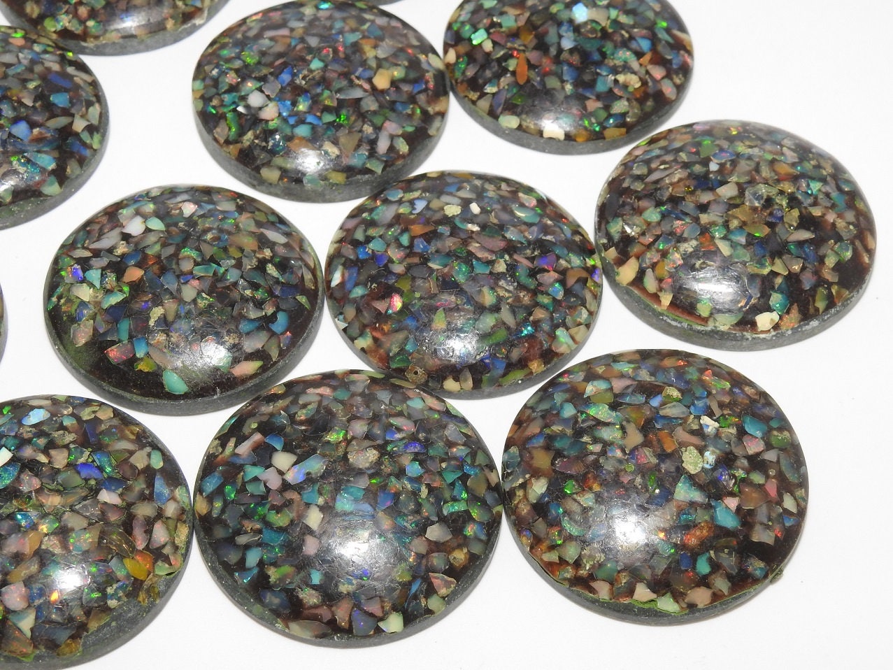 Ethiopian Black Opal Smooth Round Shape Cabochon,Multi Flashy Fire,Stabilized Gemstone,Loose Stone,For Making Jewelry,37X37MM (wm)EO2 | Save 33% - Rajasthan Living 15