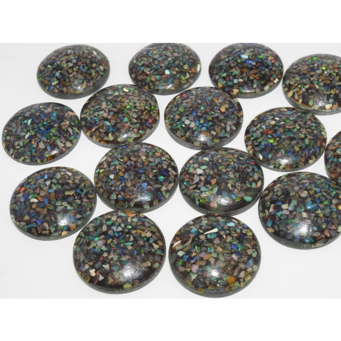 Ethiopian Black Opal Smooth Round Shape Cabochon,Multi Flashy Fire,Stabilized Gemstone,Loose Stone,For Making Jewelry,37X37MM (wm)EO2 | Save 33% - Rajasthan Living 9