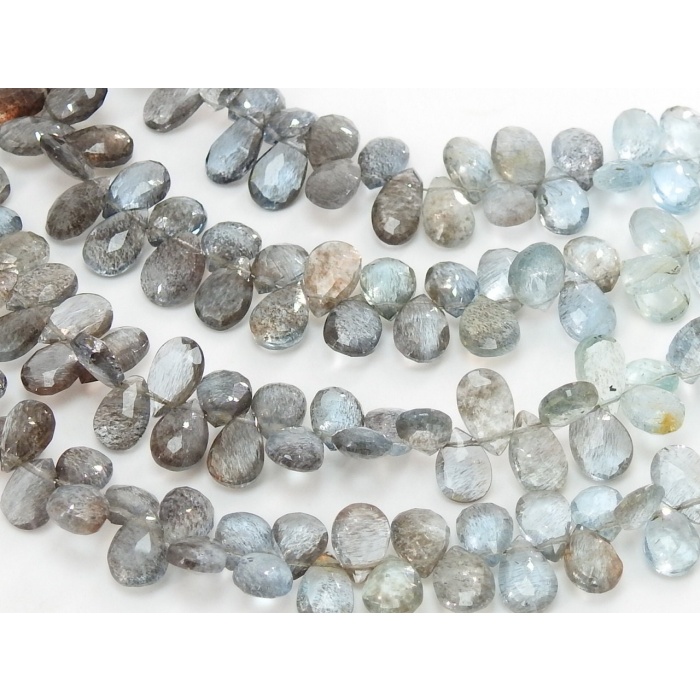 Moss Aquamarine Faceted Teardrops,Multi Shaded,Loose Stone,Gemstone For Jewelry,100%Natural,8Inch 11X7To10X6MM Approx,PME(BR4) | Save 33% - Rajasthan Living 9