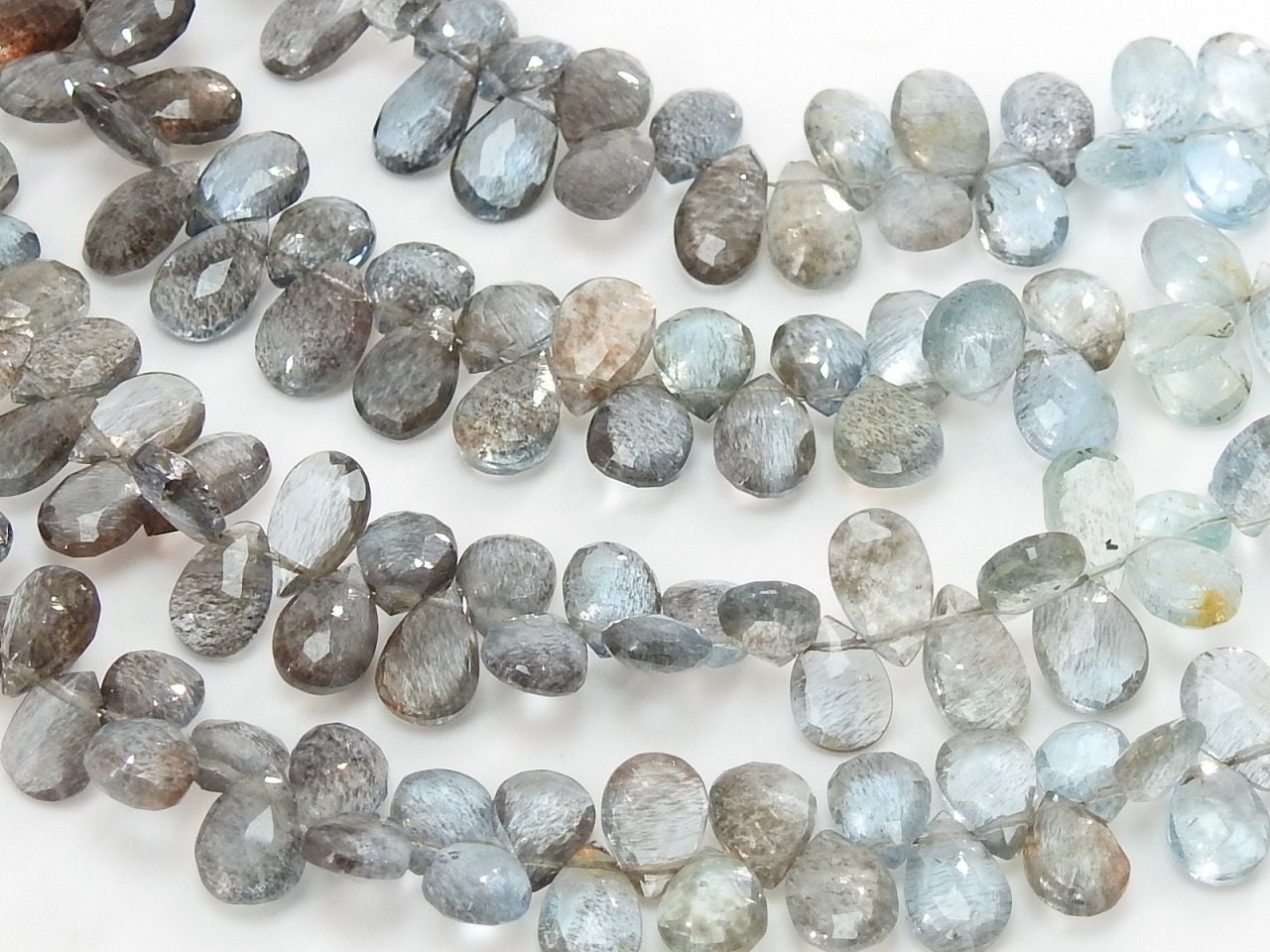 Moss Aquamarine Faceted Teardrops,Multi Shaded,Loose Stone,Gemstone For Jewelry,100%Natural,8Inch 11X7To10X6MM Approx,PME(BR4) | Save 33% - Rajasthan Living 14