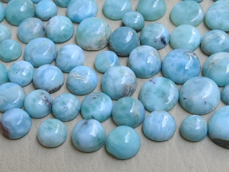 Natural Larimar Smooth Cabochon,Round Shape,Calibrated Size,Earrings Pair,Wholesaler,Supplies New Arrival PME(C2) | Save 33% - Rajasthan Living 14