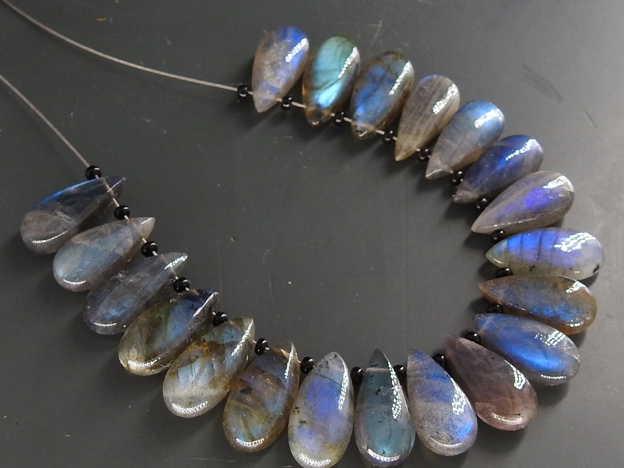 labradorite smooth teardrop,blue flashy fire,natural gemstone,calibrated size,loose stone,for making jewelry,earrings pair 15x7mm  PME CY3 | Save 33% - Rajasthan Living 15