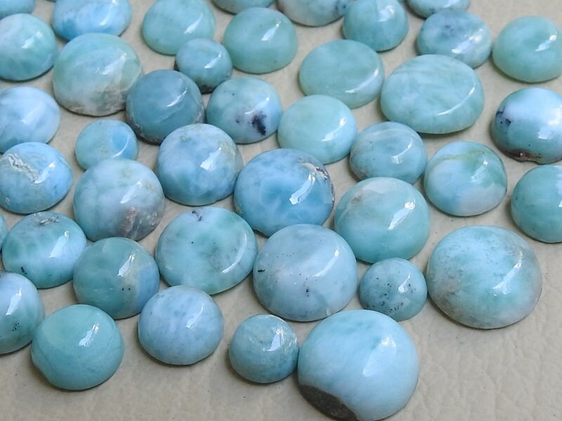 Natural Larimar Smooth Cabochon,Round Shape,Calibrated Size,Earrings Pair,Wholesaler,Supplies New Arrival PME(C2) | Save 33% - Rajasthan Living 11