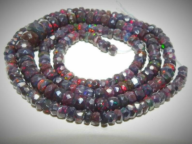 Ethiopian Black Opal Faceted Roundel Bead,Multi Fire,Loose Stone,For Making Jewelry,Necklaces,Bracelet,Handmade 9Inch 4To6MM Approx PME(EO2) | Save 33% - Rajasthan Living 14