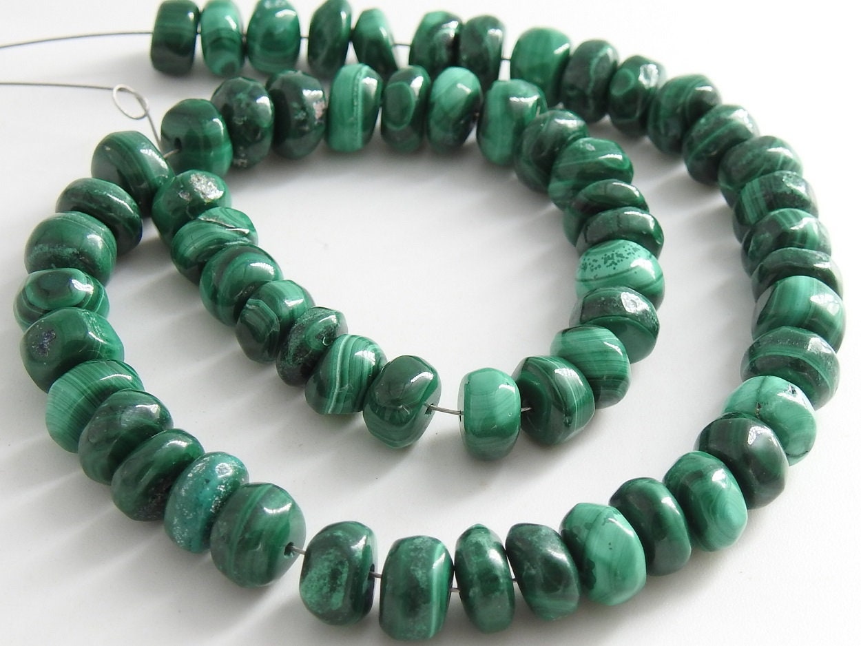 Malachite Roundel Bead,Smooth,Loose Stone,Handmade,For Making Jewelry,Necklace,Wholesaler,Supplies,10Inch Strand,100%Natural PME(B13) | Save 33% - Rajasthan Living 11